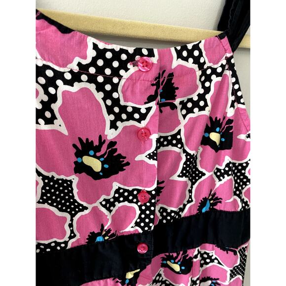 Fuchsia/Black Floral Print Dress Womens Sz S - Picture 6 of 10